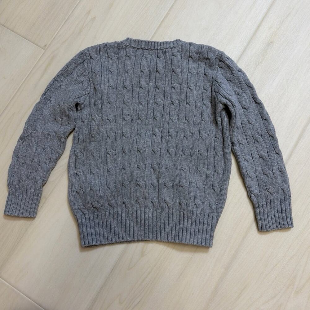 Polo Ralph Lauren Boys Andover Gray Cable Knit Cotton Crewneck Sweater Size 5 - Picture 3 of 6